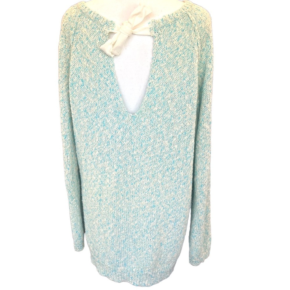 hinge Lightweight loose fit sweater,back bow neck.Pastel blues, greens, cream.